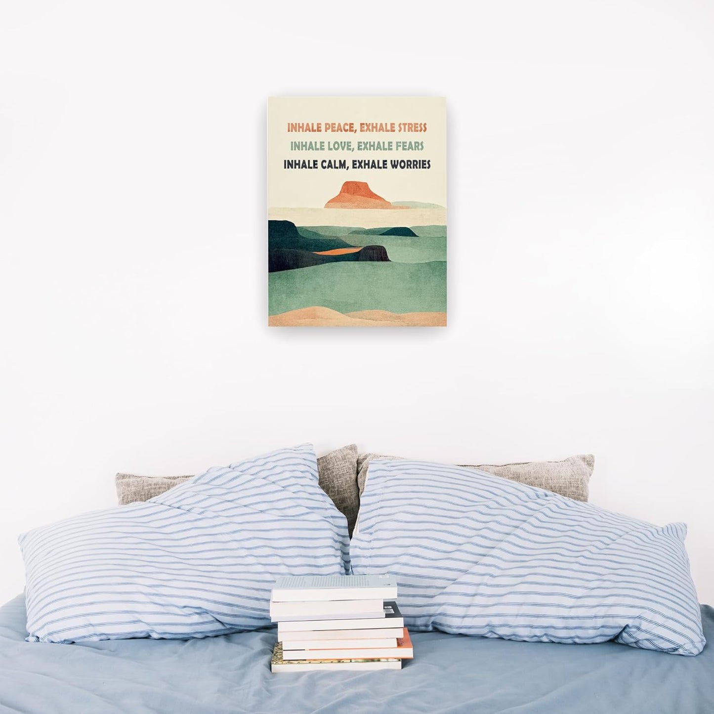 Pugwak Mental Health Wall Art - Inhale Exhale Canvas Print for Calming Therapy Room | 11x14 Inch