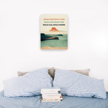 Pugwak Mental Health Wall Art - Inhale Exhale Canvas Print for Calming Therapy Room | 11x14 Inch