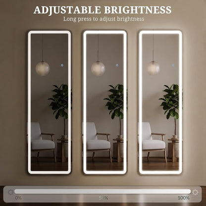 LED Full Length Mirror with Lights 59.85" x 15.75" – 3 Color Modes, Dimmable