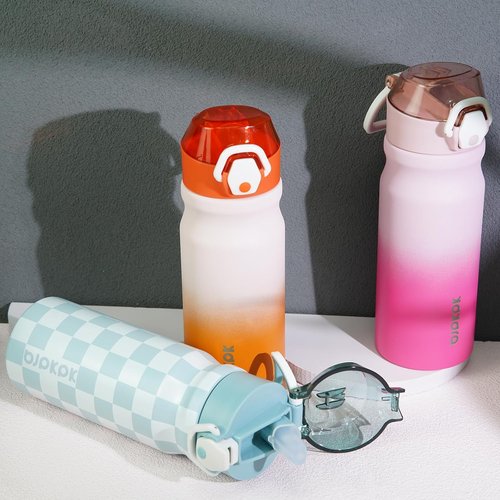 BJPKPK 18oz Insulated Water Bottle - BPA-Free Stainless Steel Thermal Flask with Straw | Red