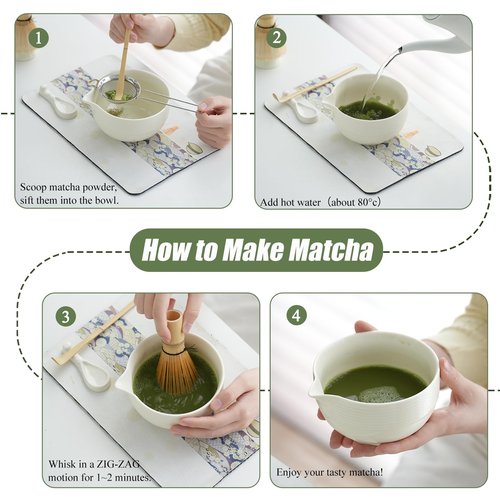 Clay&Fire Matcha Whisk Set, Ceramic Matcha Set, Matcha Bowl with Spout and Whisk,9 pcs Matcha Tea Kit for Matcha Lovers, Ideal Gift Christmas, Birthday（Beige）