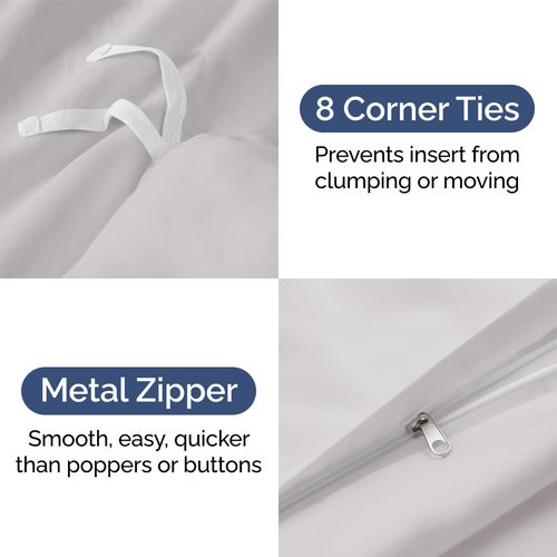Duvet Cover Queen Size Set - Extra Soft Queen Duvet Cover 90" x 90" with 2 Pillow Shams - Hotel Luxury, Easy Care & Fade Free with Zipper Closures & Ties - All Season, Comfy & Breathable (French Grey)