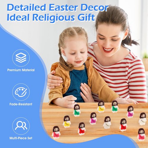 Little Jesus Figures - 80PCS Mini Jesus Figurines in 10 Colors | Perfect for Easter Egg Stuffers & Religious Gifts