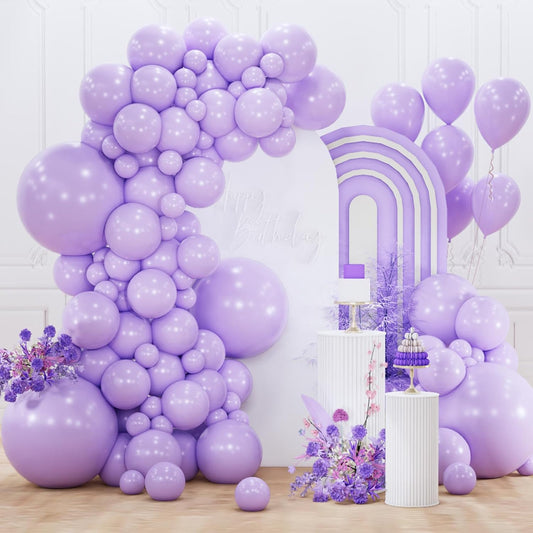PartyWoo Lavender Balloons - 152-Piece Pastel Purple Balloon Arch Kit for Baby Showers & Parties