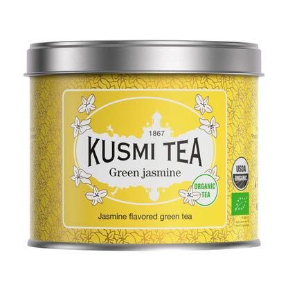 Kusmi Tea - Jasmine Green Tea - Organic Blend of Green Tea with Jasmine - Organic Flavored Green Tea - Loose Leaf Tea - Tin Box of 3.1 oz - Quantity for about 50 cups