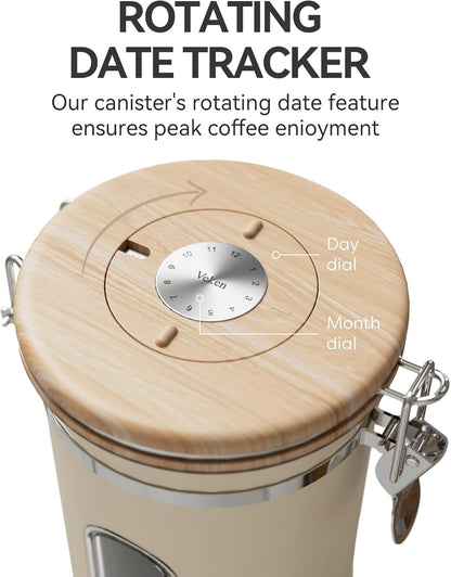 Veken French Press 34oz - Dark Pewter Coffee Maker with 22oz Cream Canister for Fresh Brews
