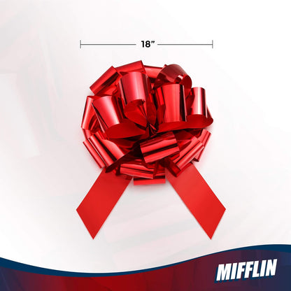 Mifflin-USA Big Car Bow - Metallic Red 18 Inch - Giant Gift Bow for Birthdays & Christmas Decor