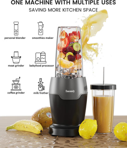 Real 900W Smoothie Blender - 7-in-1 Personal Blender with 3D Stainless Steel Blades & 2 Tritan Cups