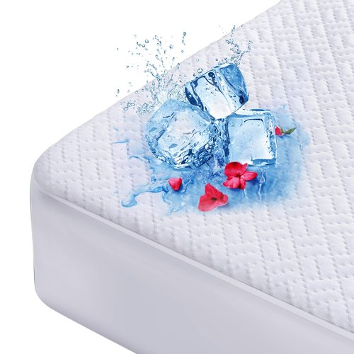 Cooling Waterproof Mattress Protector Queen Size, Mattress Cover 3D Air Fabric Mattress Pad Cover Smooth Soft Breathable Noiseless, 8''-21'' Deep Pocket