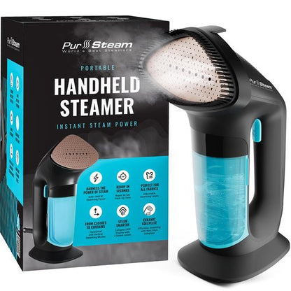 PurSteam SteamPulse Pro Handheld Steamer for Clothes, Portable Handheld Fabric and Garment Travel Steamer Iron Press Wrinkle Remover with Fabric Brush