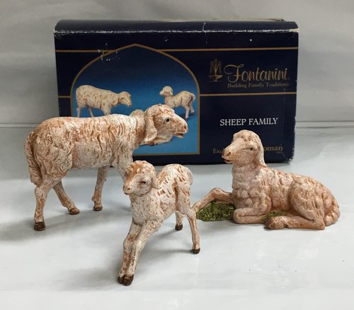 Fontanini by Roman Inc. | 3-Piece Sheep Family Set - Hand Sculpted Nativity Figures, 5" Size