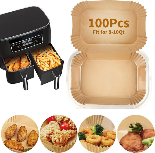 Ninja Air Fryer Disposable Paper Liners - 100PC Rectangle 8.6x5.5'' Baking Parchment Inserts