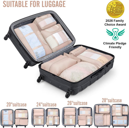 Veken Packing Cubes Set - Travel Essentials for Beach Vacations | Suitcase Organizer with Hanging Toiletry Bag
