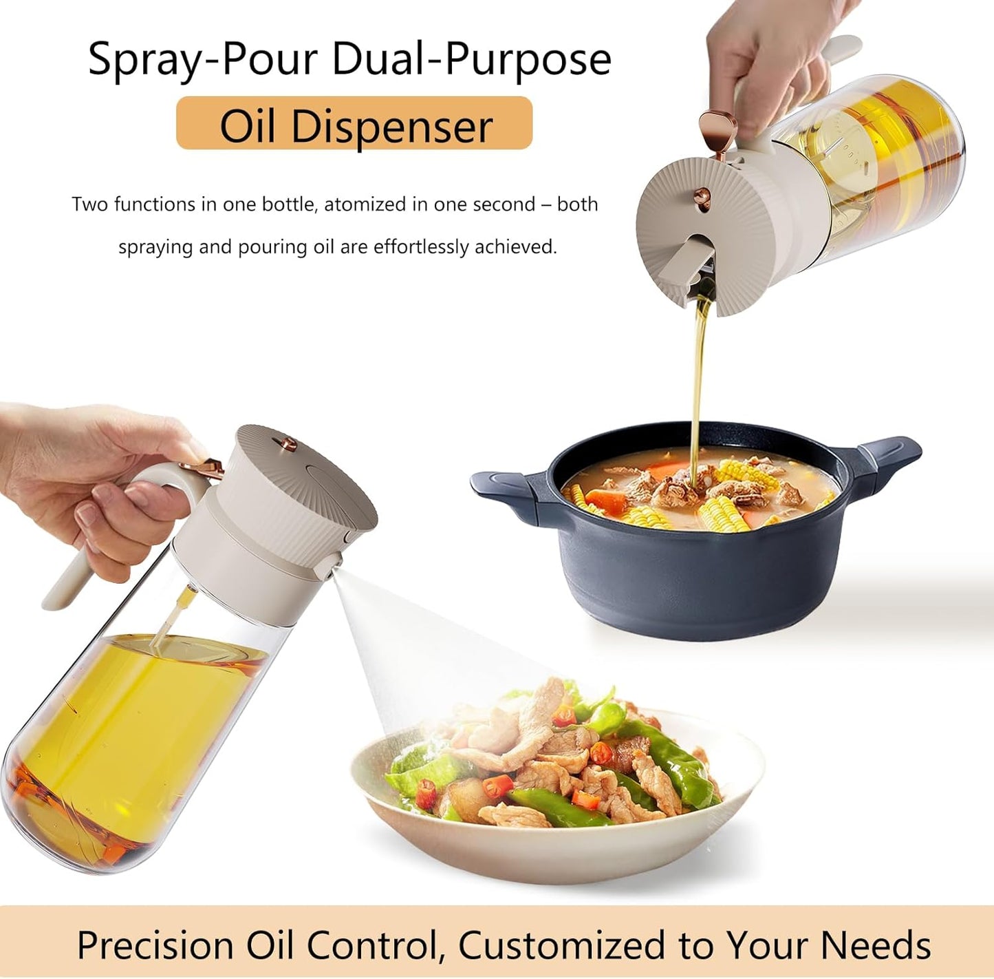 Olive Oil Sprayer by [Brand Name] - 19.6oz Glass Dispenser with Mist & Precision Pour | Ideal for BBQ, Salad, Baking