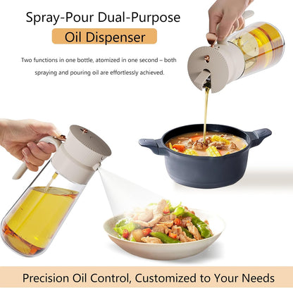 Olive Oil Sprayer by [Brand Name] - 19.6oz Glass Dispenser with Mist & Precision Pour | Ideal for BBQ, Salad, Baking