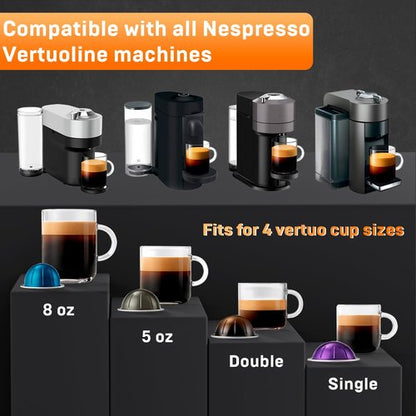 NESSUS Reusable Vertuo Pods Refill Kit, Lid Easy Remover for Vertuo Seal, 100PCS Aluminum Foil Lids for Nespresso Vertuo Pods, Tamp & Press Refillable Vertuo Capsules Holder and Brush