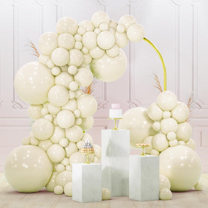 PartyWoo Beige Balloon Arch Kit - 120pcs in 5-18 Inch Sizes for Weddings, Graduations & Parties