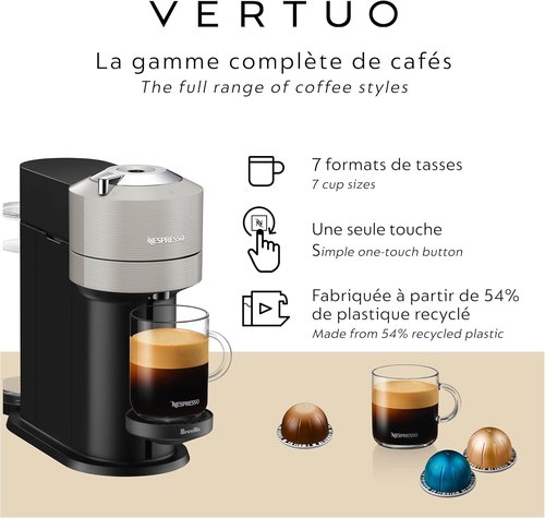 Breville Nespresso Vertuo Next Coffee & Espresso Maker - Sleek Design, Versatile Brewing Options