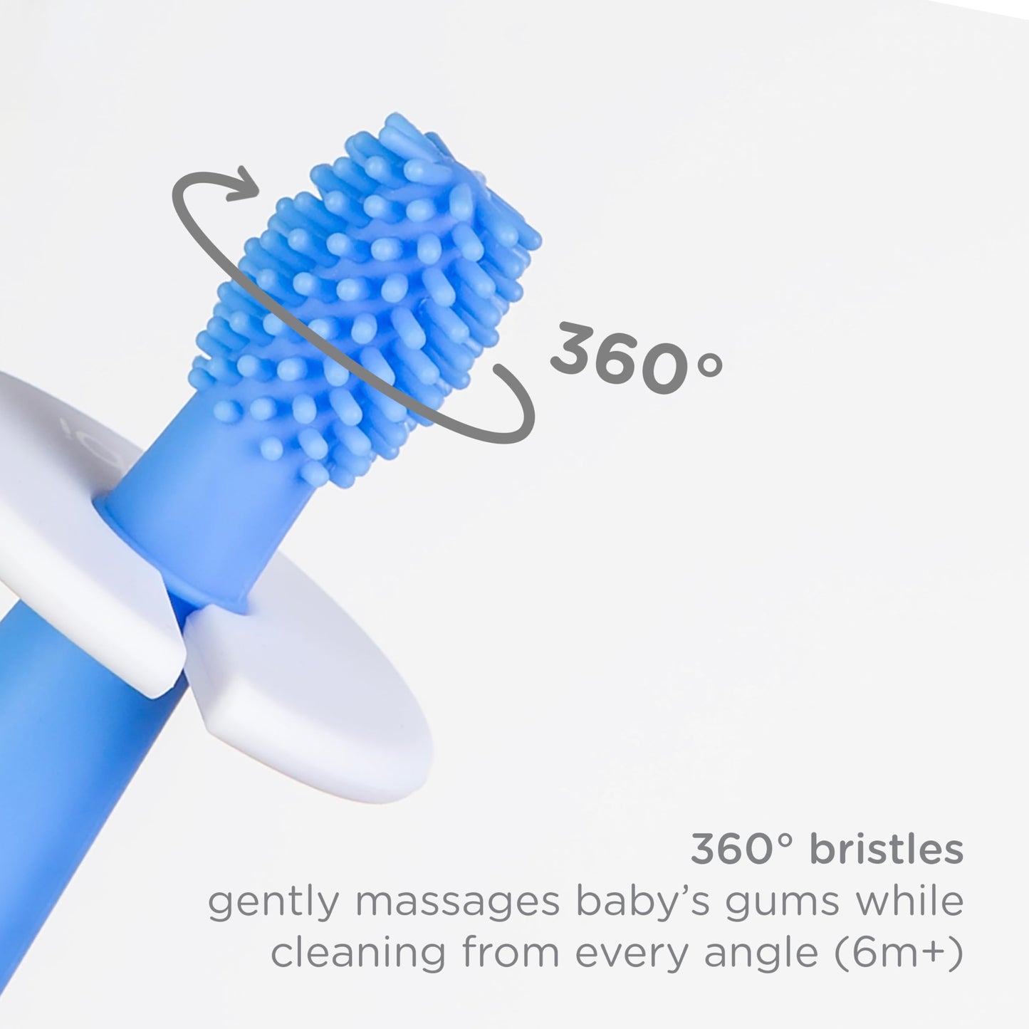 Ubbi Grow with Me Toothbrush Training Set for Babies and Toddlers, Includes One 360° Food-Grade Platinum Silicone and One Soft Bristled Toothbrush, Polaris Blue and Zest Green