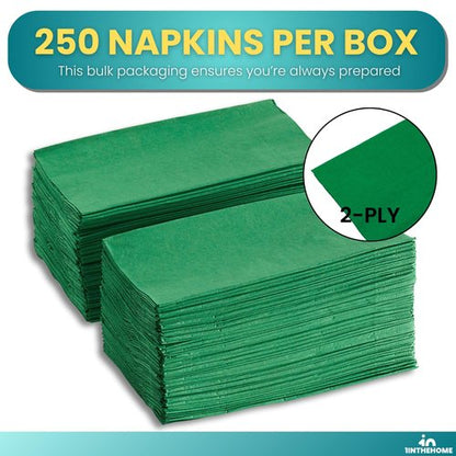 1InTheHome Green Dinner Napkins Disposable, Paper Hand Towels, Paper Dinner Napkins, 2-Ply, 15" x 17", 250 Pack