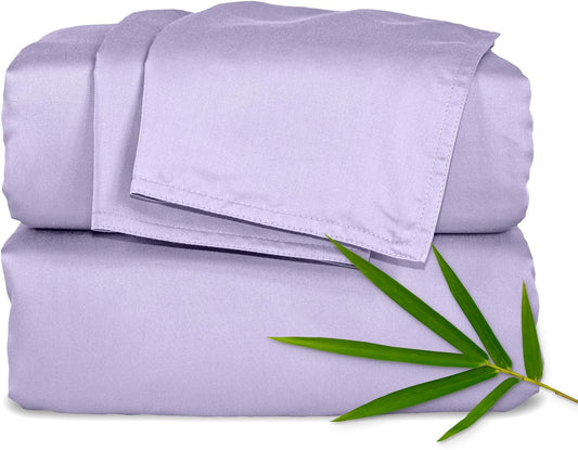 Pure Bamboo Queen Sheets - Luxuriously Soft 100% Organic Viscose Bed Sheet Set | Cooling Lavender Color