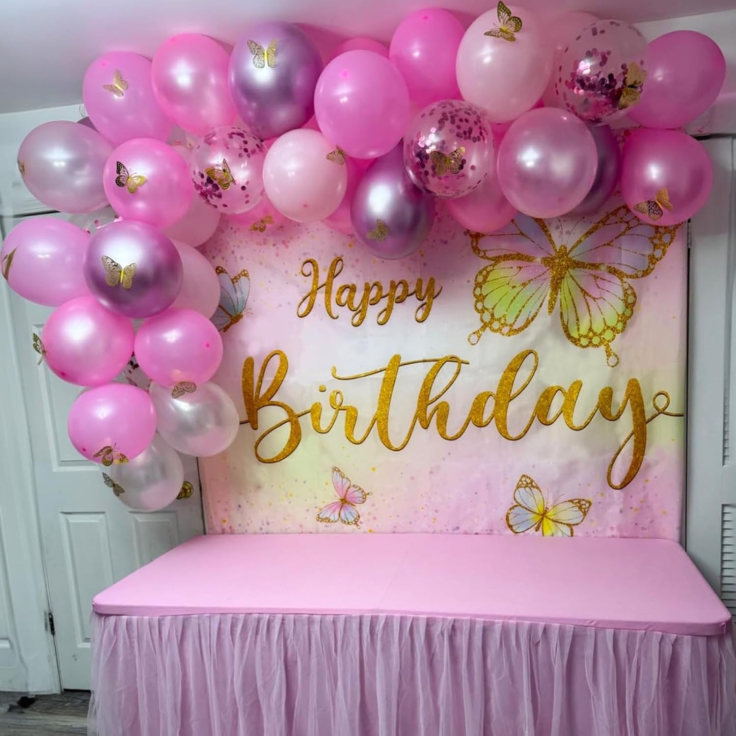 Skiennix Pink Balloons Set - 60 Pack 12 Inch Metallic Chrome & Pearl Shades for Birthday & Baby Shower Decor