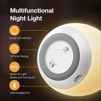 JolyWell Night Light - Rechargeable Baby Egg Lamp with 7 Color Modes & Touch Control | BPA Free, Wood Finish
