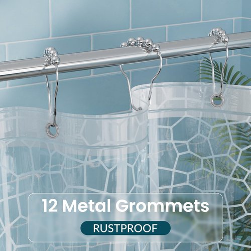 Titanker Clear Shower Curtain Liner with Water Cube, Medium Weight Plastic Shower Liner PEVA Waterproof Shower Curtains for Bathroom with Big Stones and Grommets, 72x72 Inches