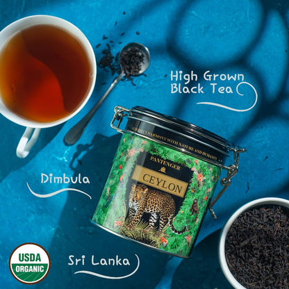 Pantenger Ceylon Tea Loose Leaf. 3.5 Ounce (50 Servings). USDA Organic Black Tea Leaves from Dimbula, Sri Lanka. High Grown Ceylon Tea. Packed in USA.