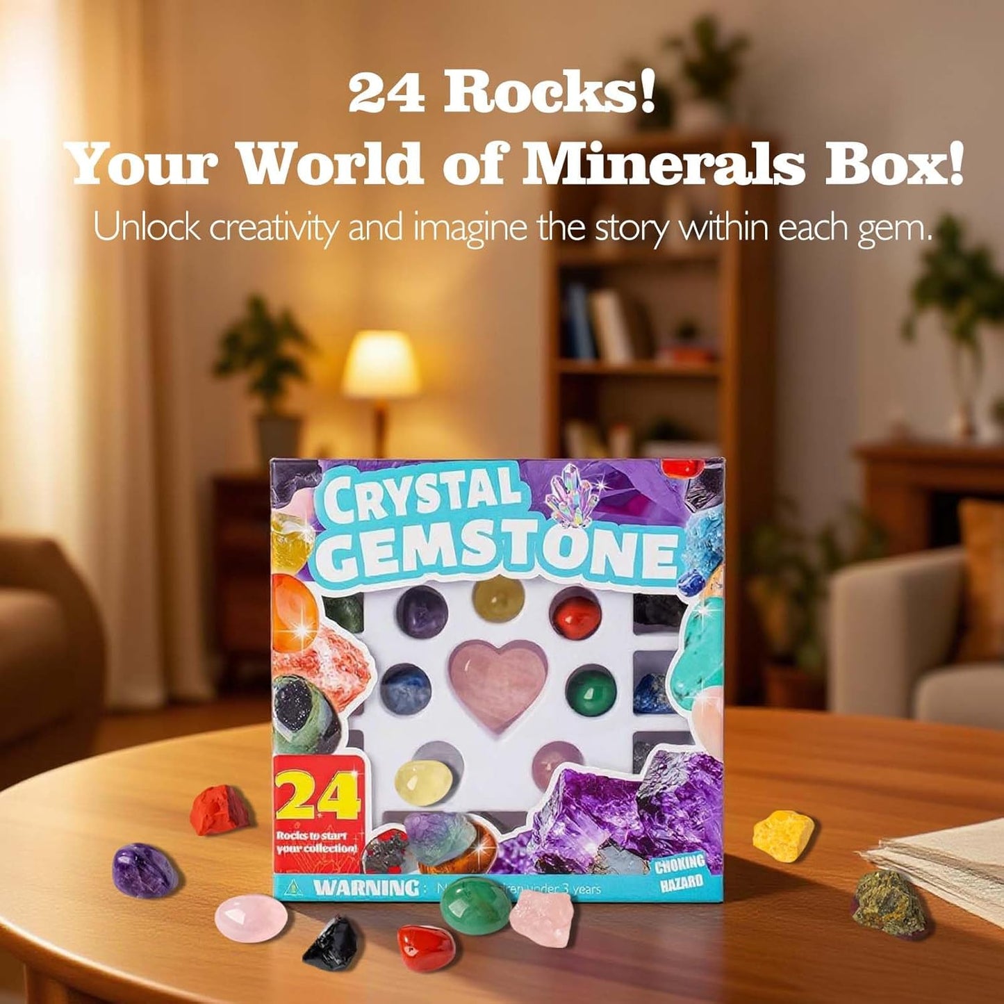 Skiennix Crystal Advent Calendar 2025 - 24 Random Gemstones, Minerals & Fossils Collection for Teens