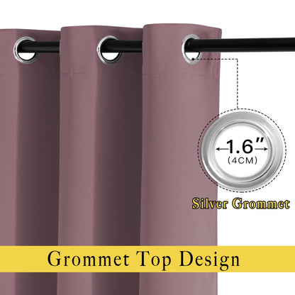 NICETOWN Room Darkening Curtains 84 inches Length for Living Room - Solid Thermal Insulated Grommet Light Blocking Vertical Drapes Window Treatments for Bedroom (Dry Rose, W37 x L84, 2 Panels)