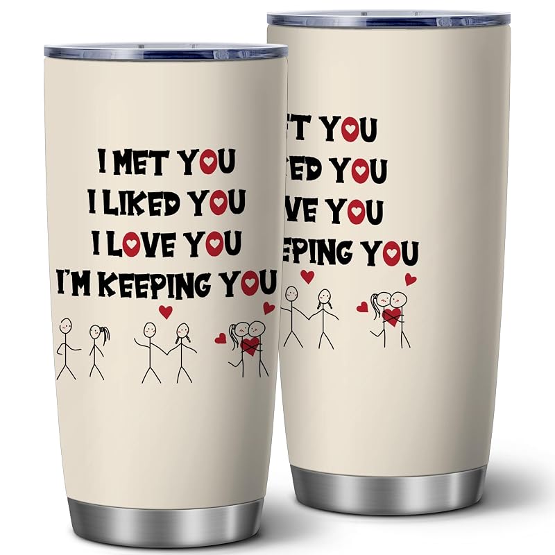20oz Romantic Couple Stainless Steel Tumbler with Lid - Variation: I'm Keeping You