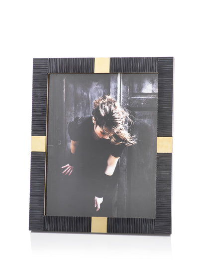 Zodax Maha Black & White Bone with Brass Trim Photo Frame (8x10, Black)