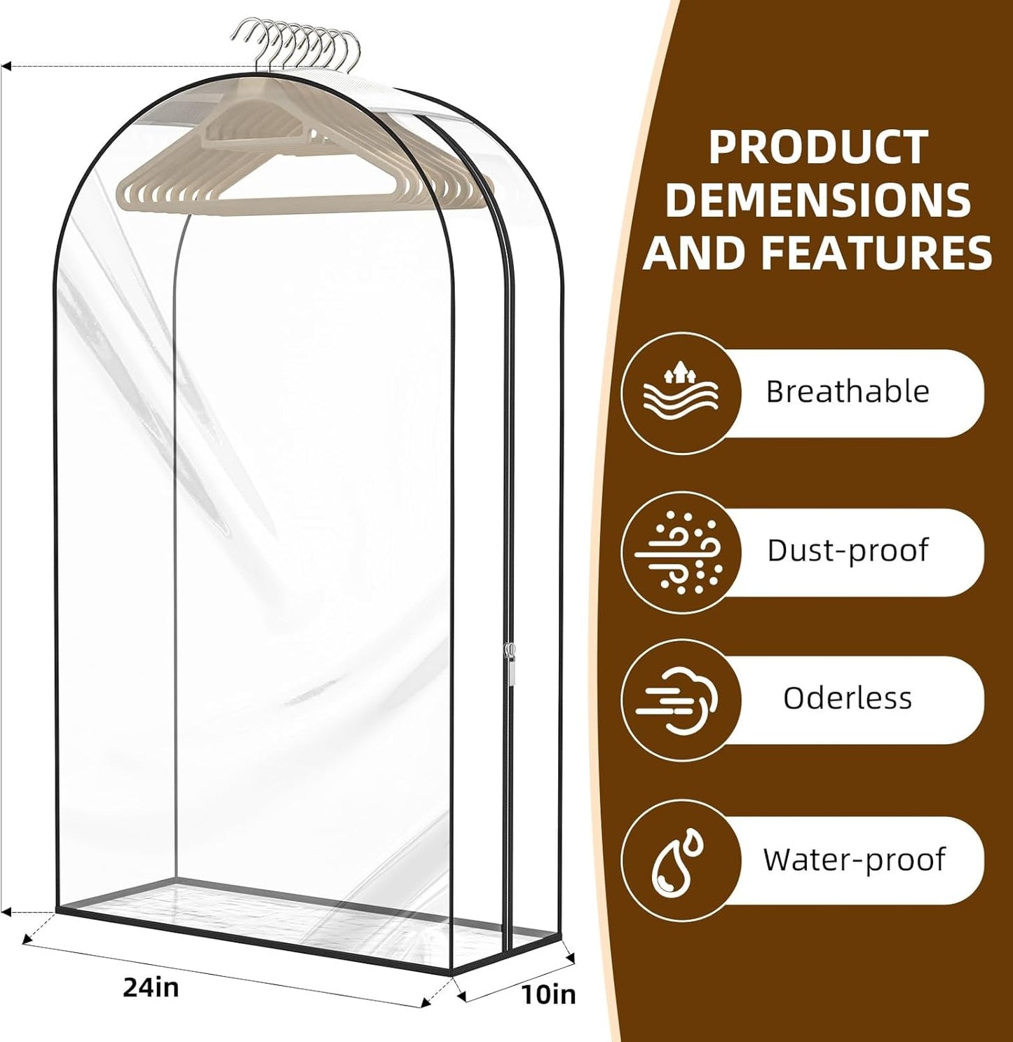 Skiennix Garment Bags - Upgraded Thickened Clear Hanging Storage for Clothes | 4 Packs (40 & 50 Inch)