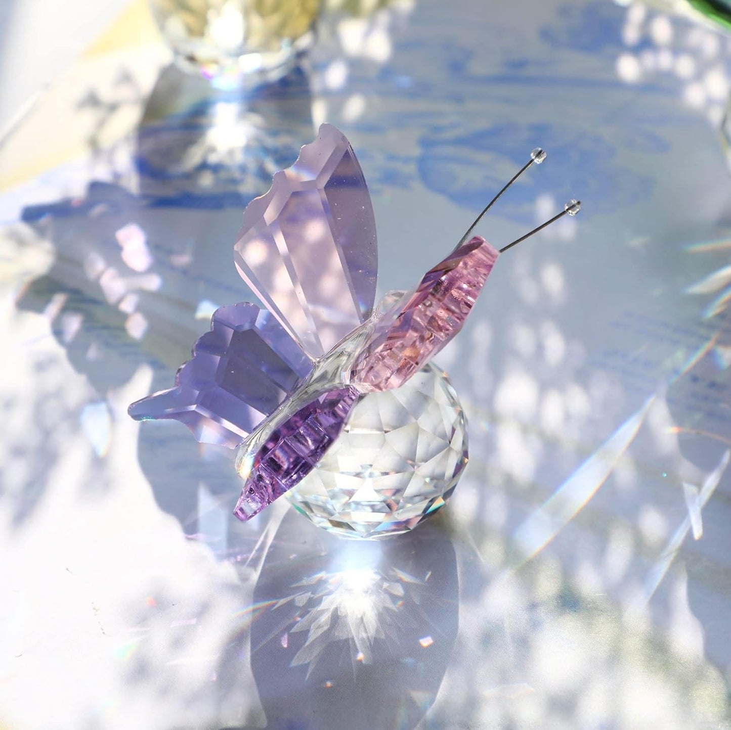 Skiennix Crystal Butterfly Figurines - Pack of 4 Decorative Glass Butterflies | Perfect Christmas Gifts for Women (2.2 x 2 Inch)