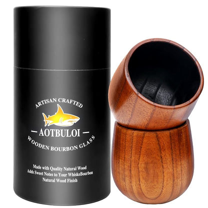 Charred Oak Whiskey Glasses 2-Pack – 10 oz Tumbler Set for Old Fashioned & Bourbon