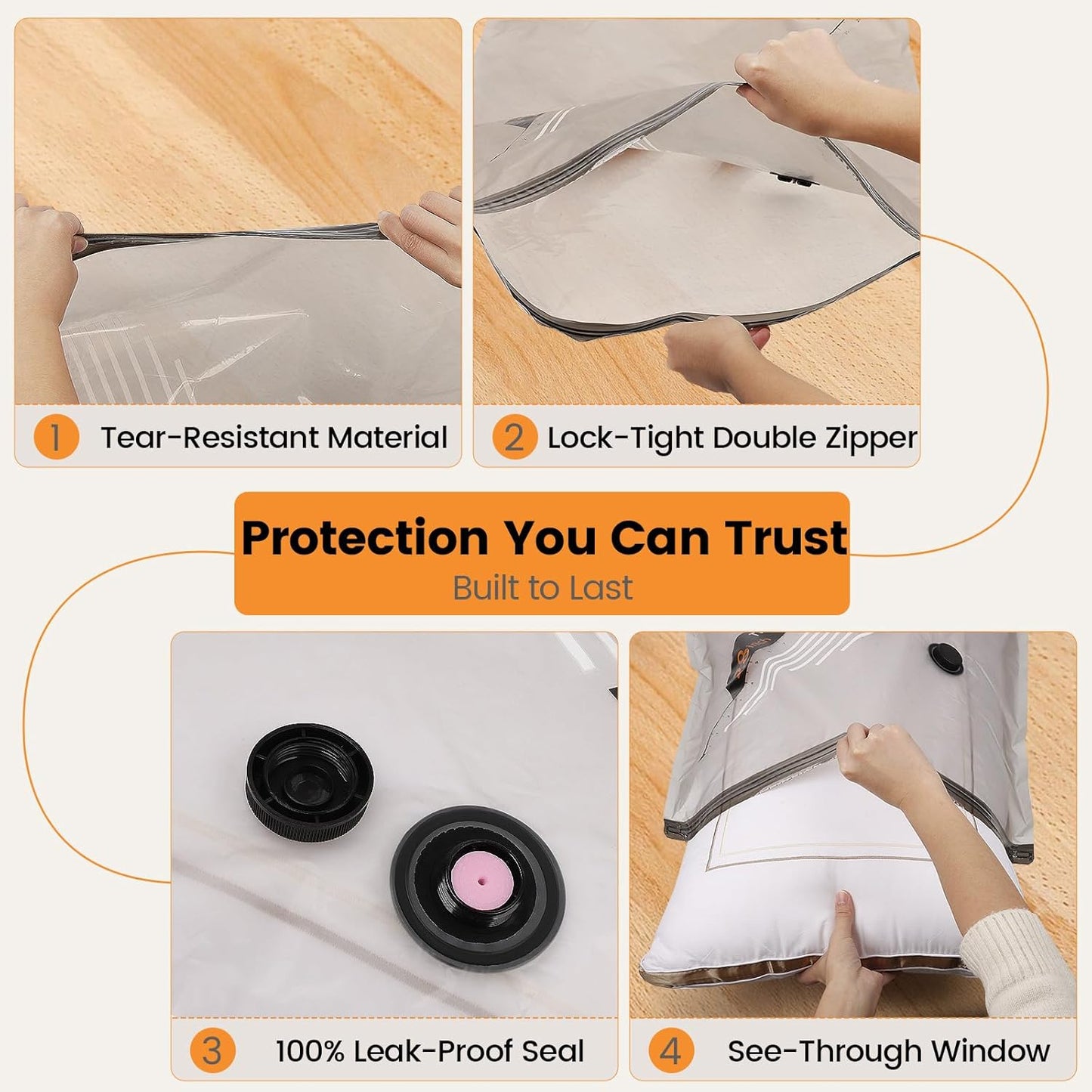 Rechargeable Wireless Vacuum Storage Bags by [Brand Name] - 10 Pack Multi-Size Space-Saving Organizer for Travel & Home