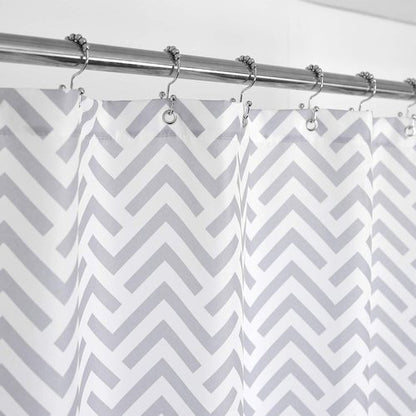 Mrs Awesome Fabric Shower Curtain with Geometric Pattern, Hotel Grade, Water Repellent, Washable, White and Gray, 72 x 72 inches