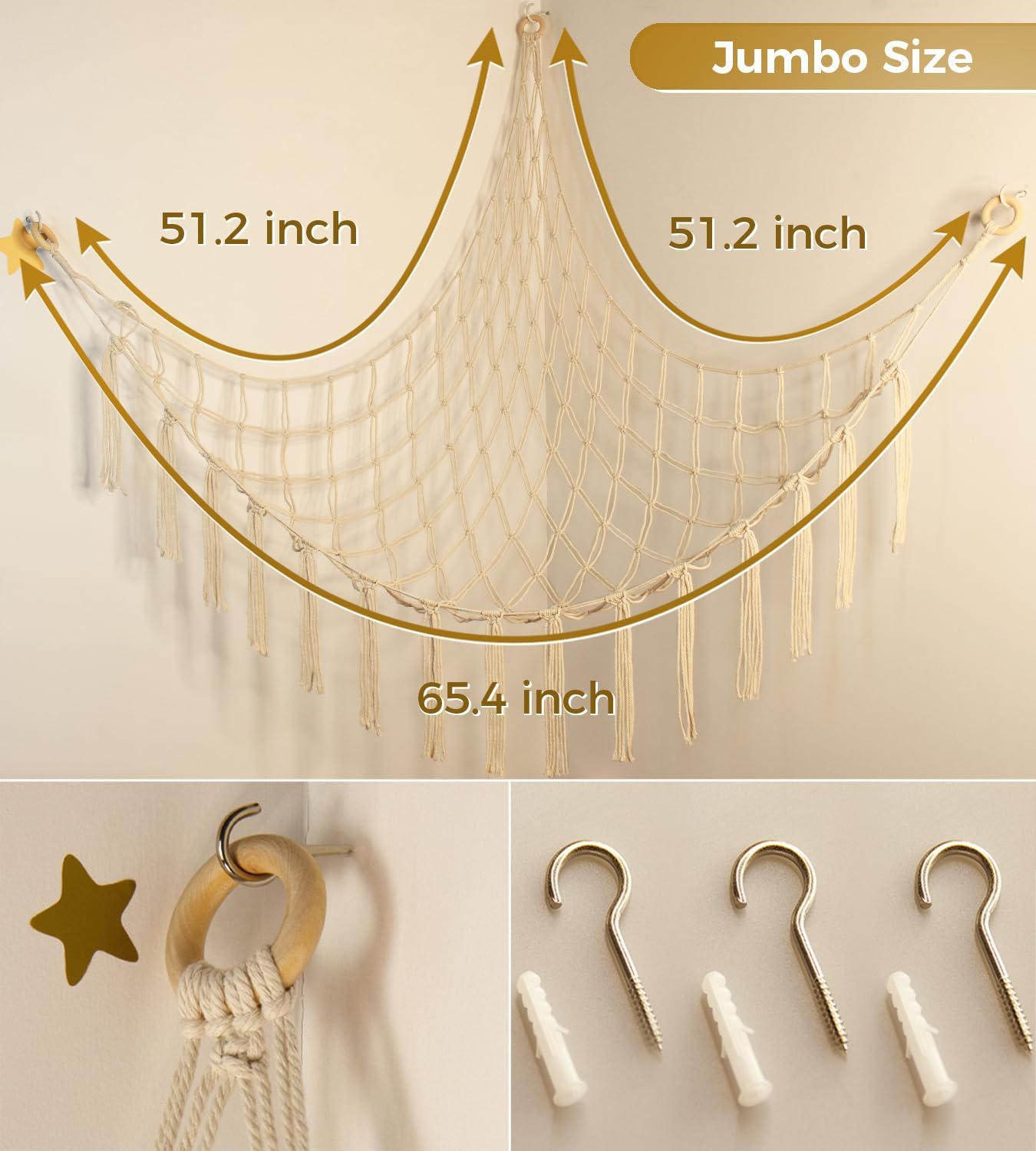 Mirolam Stuffed Animal Storage Hammock Net - Large Hanging Organizer for Baby Nursery Decor