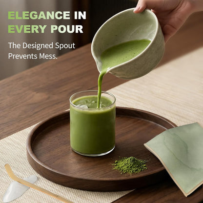 SIMPLETaste Matcha Whisk Set - 7-Piece Ceramic Kit with Bowl, Whisk, Bamboo Scoop & More | Perfect for Matcha Lovers (Green)