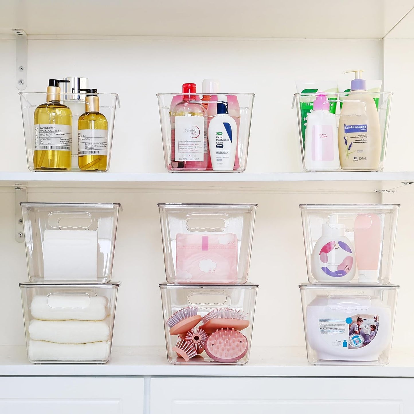 Vtopmart 12-Pack Clear Stackable Storage Bins - Large Plastic Containers with Lids for Pantry & Closet Organization