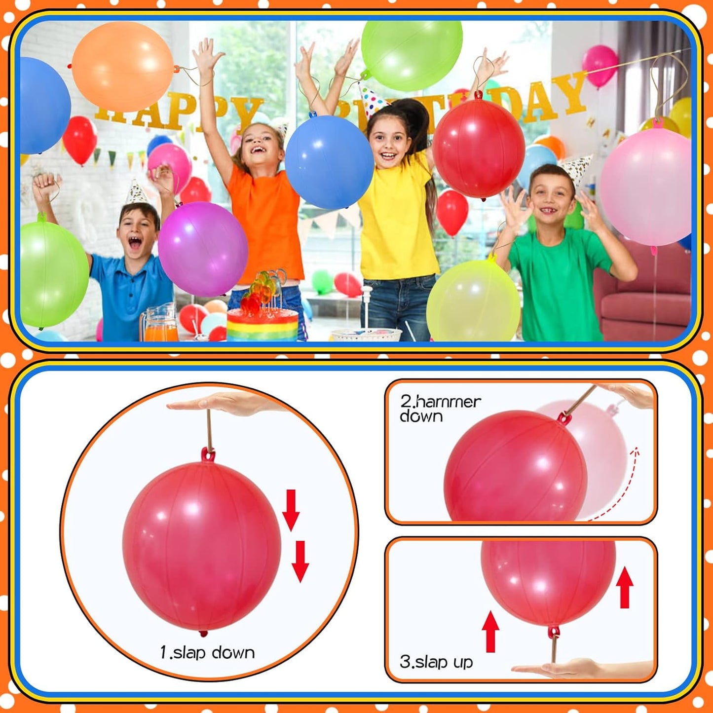 Punch Balloons - 48pcs Neon Party Favors for Kids | Fun Carnival Bounce Balloons with Rubber Bands