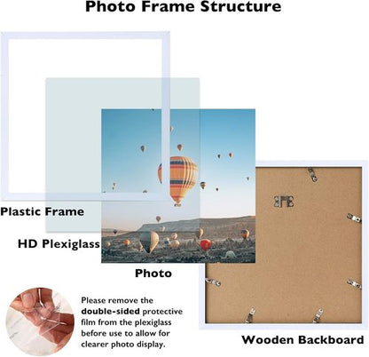 JCJMY 12x12 Inch Picture Frame - Versatile Wall Hanging for Horizontal & Vertical Displays | Shatter-Resistant Plexiglass, White