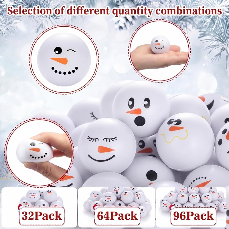 32 Pcs Snowman Stress Balls 2.5 Inch - Funny Xmas Play Toys (Variation of THIS listing: 32+2.5 Inch)
