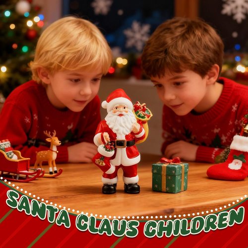 Exasinine Santa Claus Figurine - Handcrafted 5.8 Inch Resin Christmas Decor for Indoor Tabletop Display