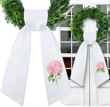 VitalCozy Pink Hydrangea Wreath - Elegant Satin Sash for Front Door Decor | Indoor & Outdoor Use