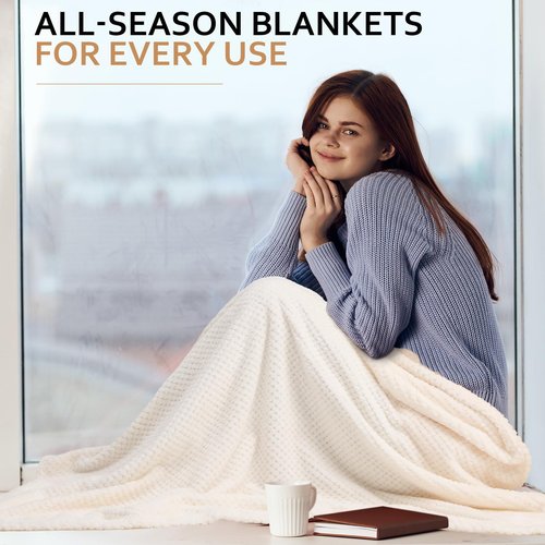 Buryeah 6 Pcs 50'' x 60'' Flannel Fleece Throw Blankets Bulk 340 GSM Soft and Warm Fluffy Fuzzy Blanket for Couch Sofa Wedding Decor Donation Homeless Employee Appreciation Gift(Beige)