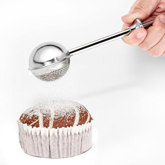 XVBITOR Sugar Shaker - Stainless Steel Powdered Sugar Dispenser with Fine Mesh and Spring Handle