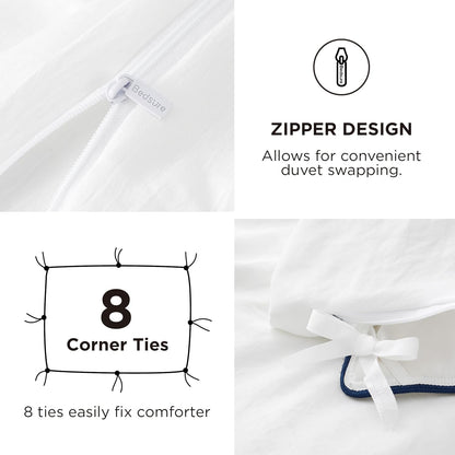 Bedsure Duvet Cover Set - King Size 4-Piece Extra Soft Cotton-Like Bedding in White | Includes Zipper Closure Duvet Cover 104x90 Inches, 2 Pillow Shams & Fitted Sheet