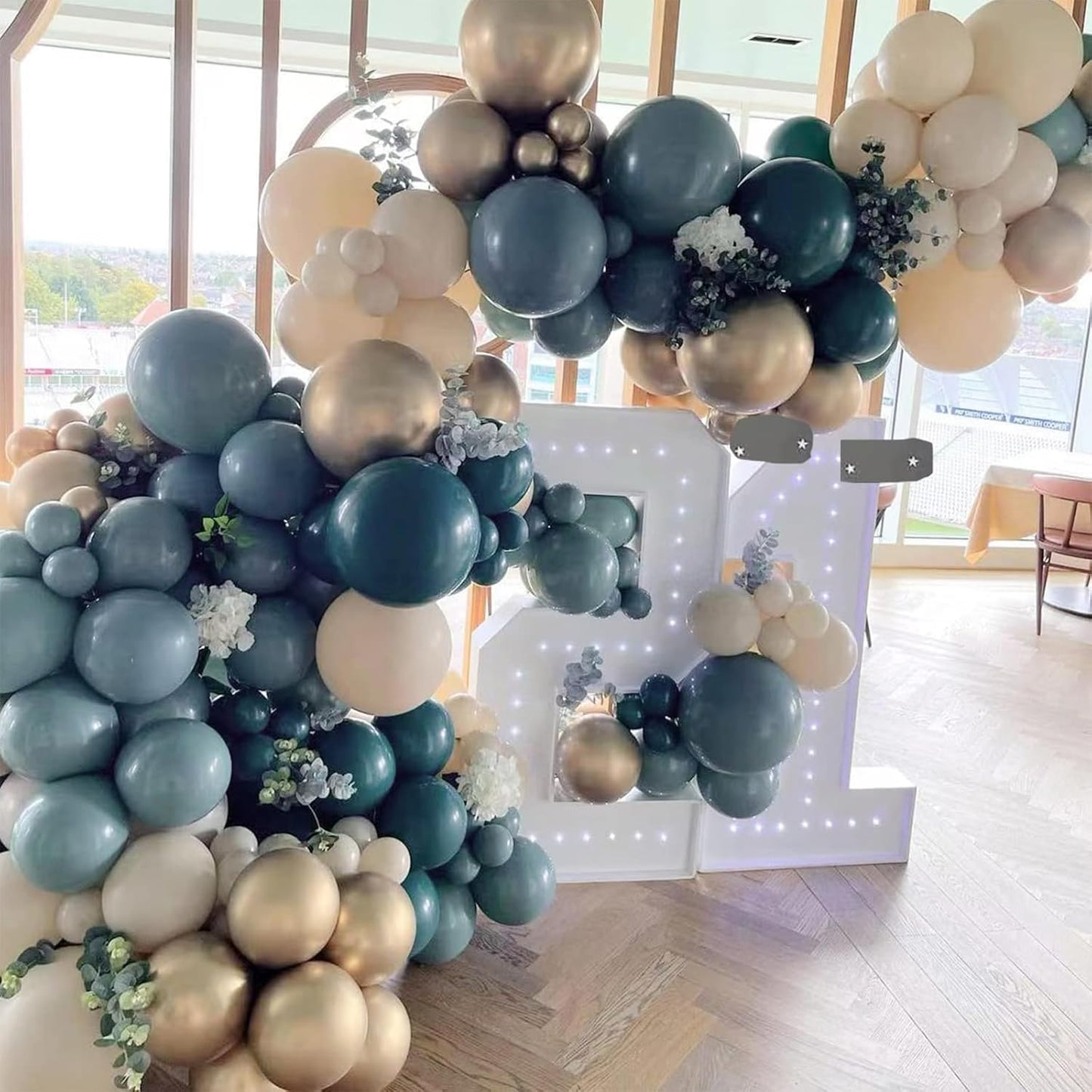 PartyWoo Slate Blue Balloons - 100-Piece Pack | 18, 12, 10, 5 Inch Sizes for Baby Shower & Birthday Decorations